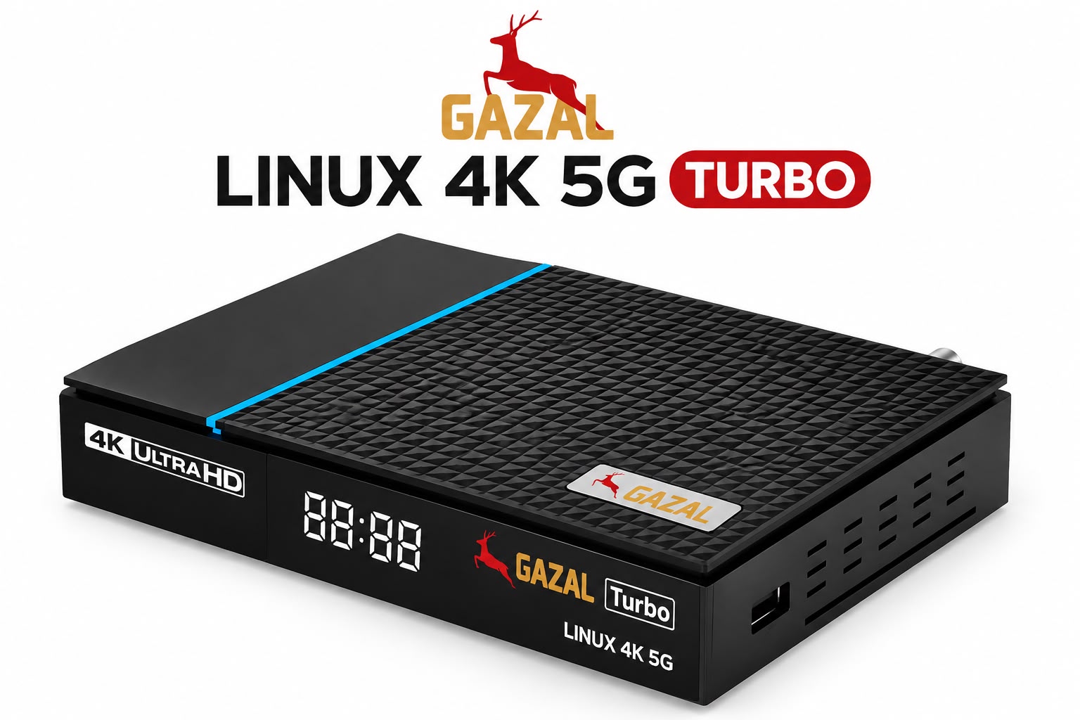 جهاز رسيفر GAZAL Linux 4K 5G Turbo باللون الأسود